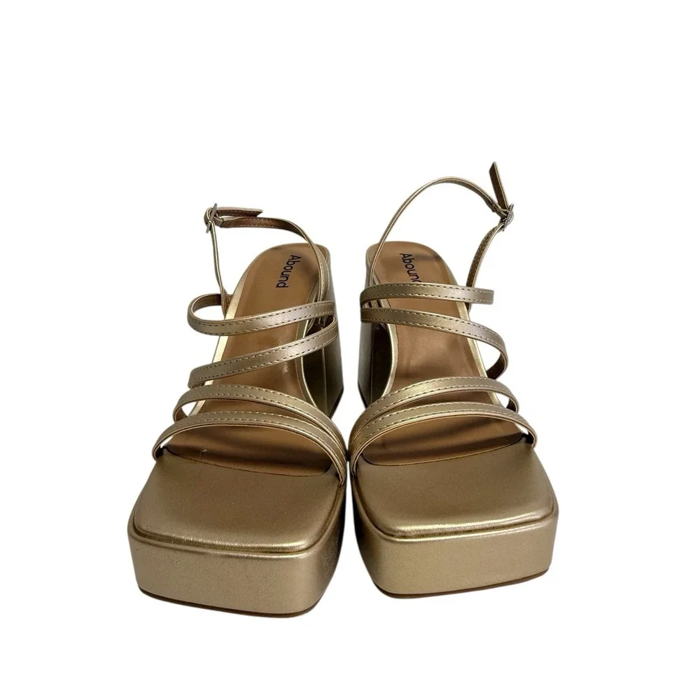 Abound Gold Metallic Strappy Platform Block Heel Sandals NEW IN BOX Women's 8.5M